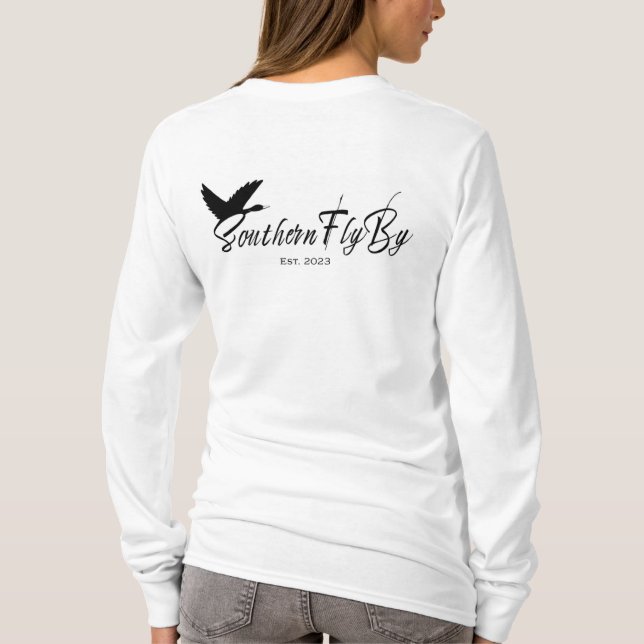 Southern FlyBy Wood Duck & Cattails  - WHITE ONLY T-Shirt (Back)