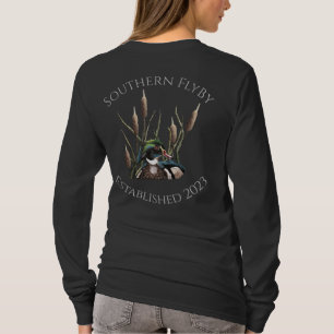Southern FlyBy Wood Duck with Cattails Long Sleeve T-Shirt