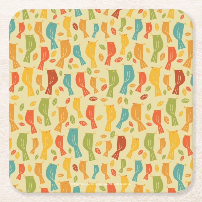 Southern Grammar Chart Bird Pattern Square Paper Coaster (Front)
