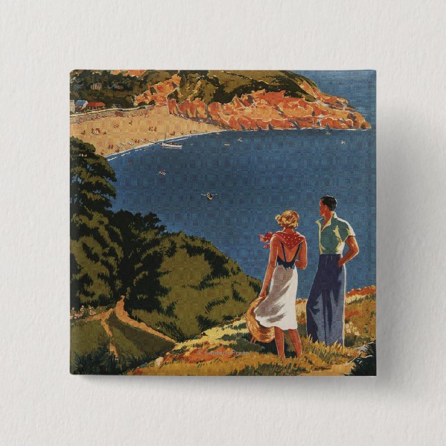 Southern/Great Western Rail Couple on Cliff 15 Cm Square Badge (Front)