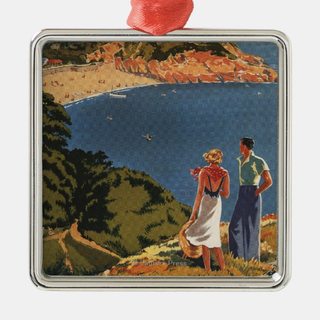Southern/Great Western Rail Couple on Cliff Metal Tree Decoration (Front)