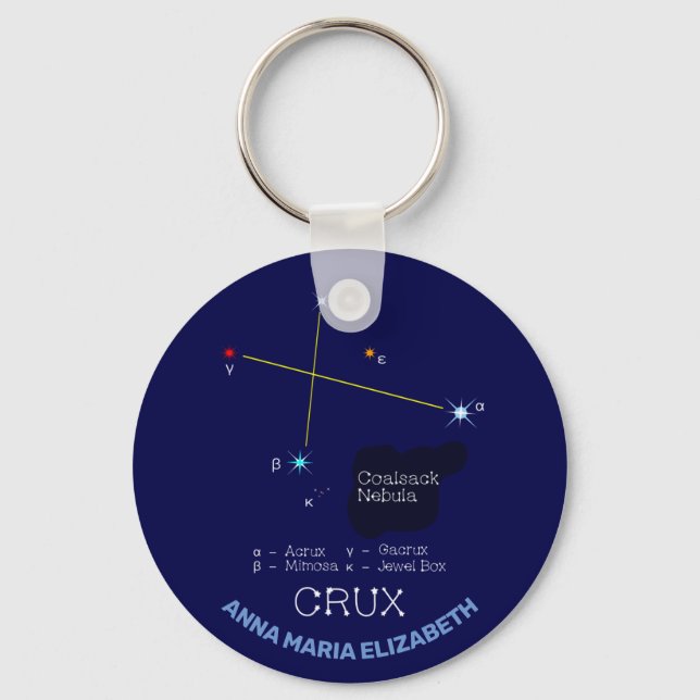Southern Hemisphere Constellation Crux Key Ring (Front)
