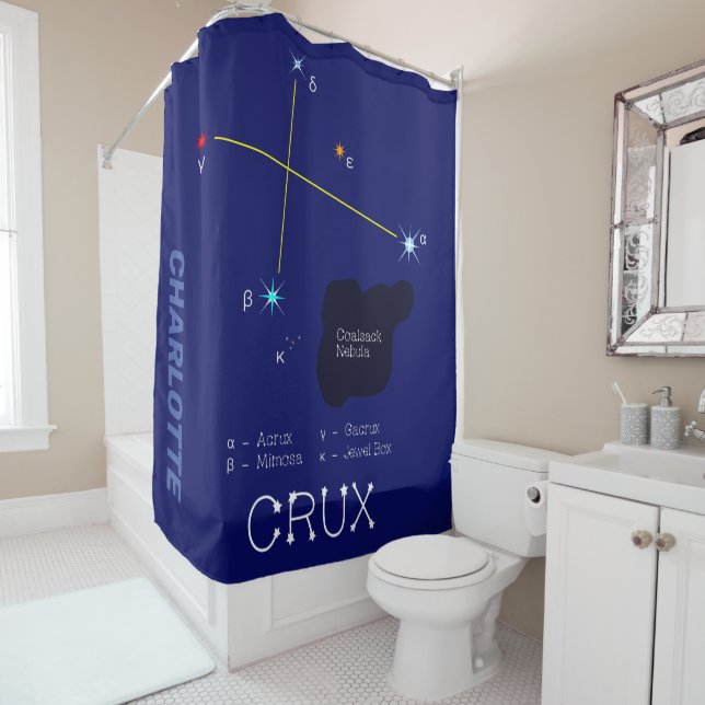 Southern Hemisphere Constellation Crux Shower Curtain (In Situ)