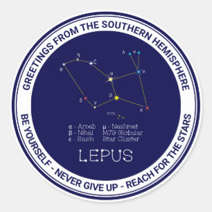 Southern Hemisphere Constellation Lepus Classic Round Sticker
