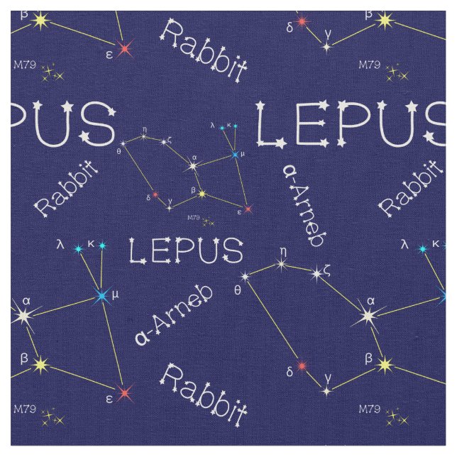 Southern Hemisphere Constellation Lepus Fabric (Close Up)