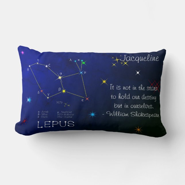 Southern Hemisphere Constellation Lepus Lumbar Cushion (Front)