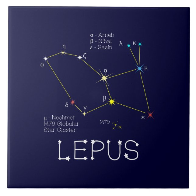 Southern Hemisphere Constellation Lepus Tile (Front)