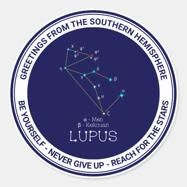 Southern Hemisphere Constellation Lupus Classic Round Sticker (Front)