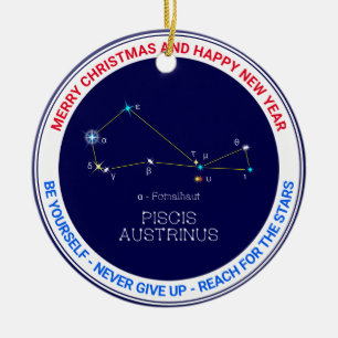 Southern Hemisphere Constellation Piscis Austrinus Ceramic Tree Decoration