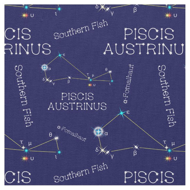 Southern Hemisphere Constellation Piscis Austrinus Fabric (Close Up)