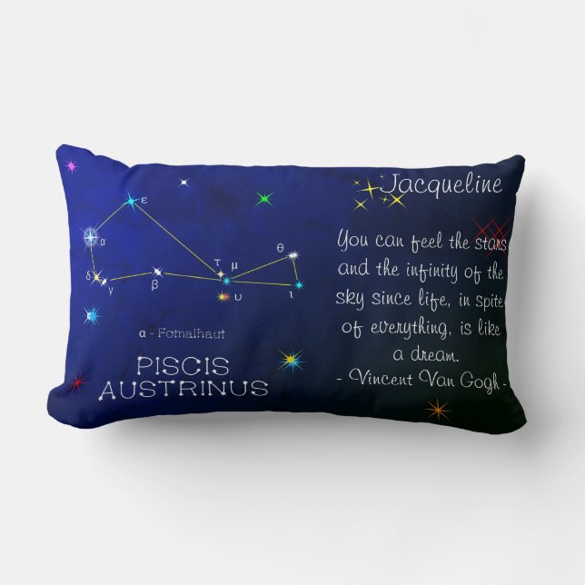 Southern Hemisphere Constellation Piscis Austrinus Lumbar Cushion (Front)