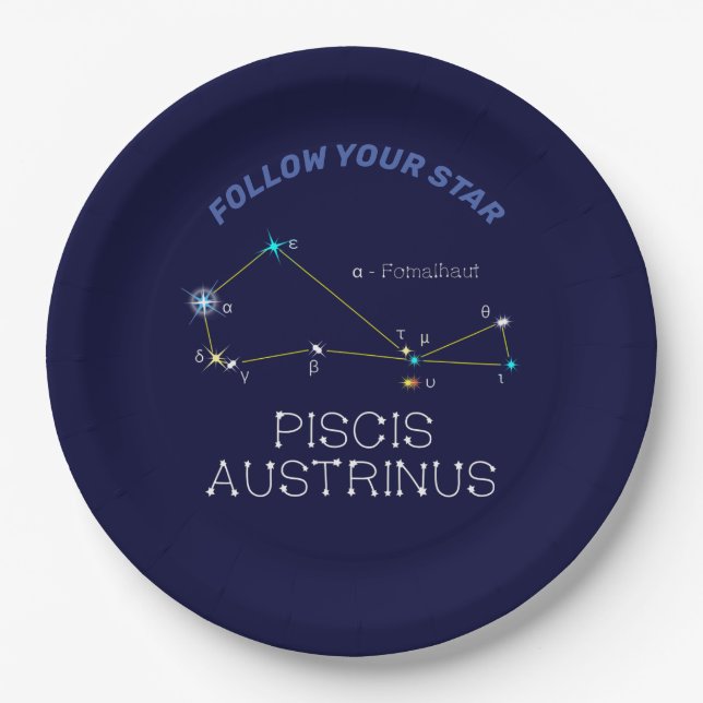 Southern Hemisphere Constellation Piscis Austrinus Paper Plate (Front)
