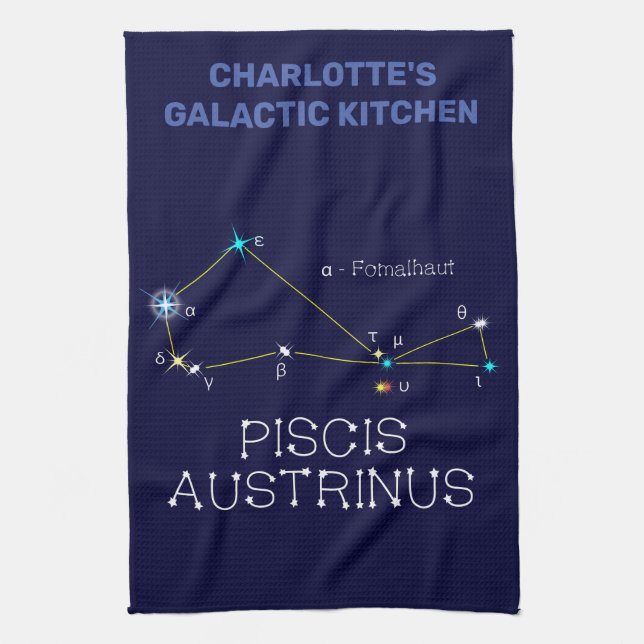 Southern Hemisphere Constellation Piscis Austrinus Tea Towel (Vertical)
