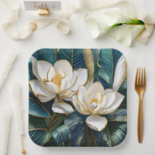 Southern Magnolia Art Paper Plate