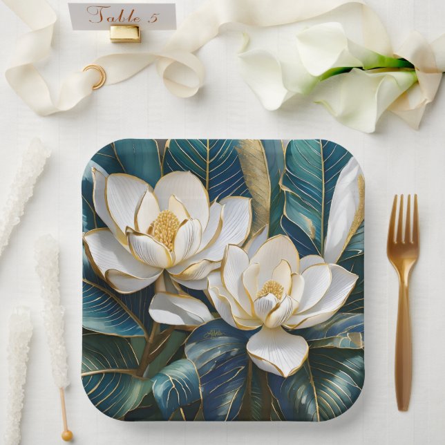 Southern Magnolia Art Paper Plate (Wedding)