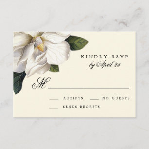 Southern Magnolia Botanical Wedding RSVP Card