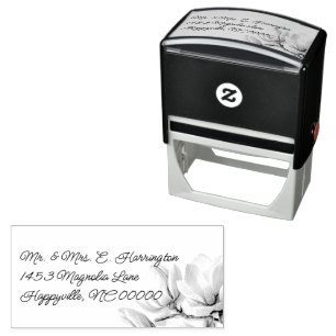 Southern Magnolia Flowers Return Address Self-inking Stamp