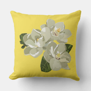 Southern Magnolia Yellow Throw Pillow
