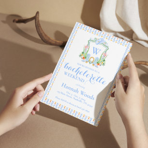 Southern Monogram Grandmillennial Bachelorette Invitation