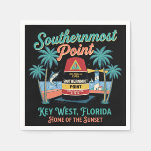 Southern Most Point Key West Retro Tropical Vibe Napkin