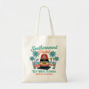 Southern Most Point Key West Retro Tropical Vibe Tote Bag