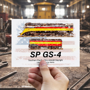 Southern Pacific GS-4 Daylight Locomotive profile Postcard