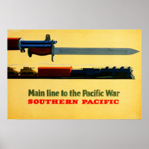 Southern Pacific to Pacific War Old Railway Poster