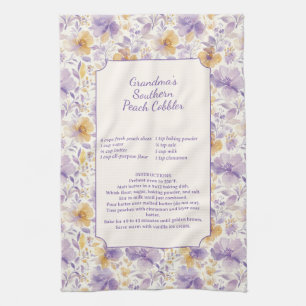 Southern Peach Cobbler Vintage Family Recipe Tea Towel