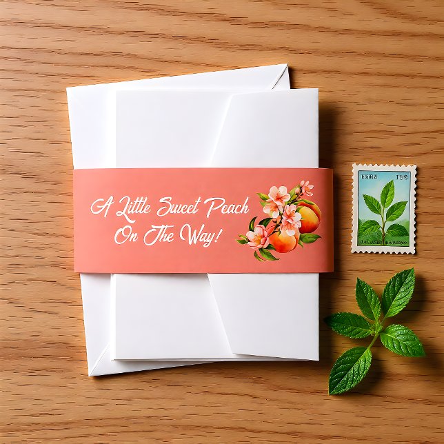 Southern Peach Garden Baby Shower Invitation Belly Band (Creator Uploaded)
