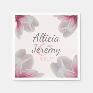 Southern Pink Magnolia Blossoms Wedding Napkin