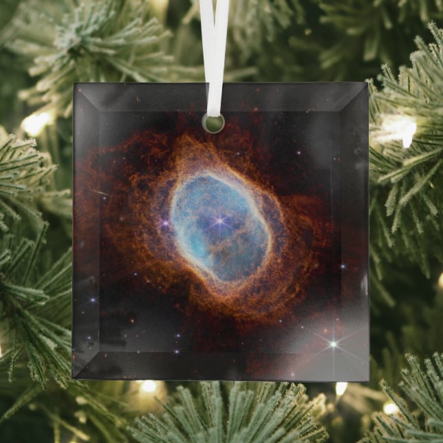 Southern Ring Nebula Space James Webb Telescope Glass Tree Decoration (Insitu)