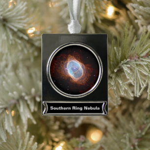 Southern Ring Nebula Space James Webb Telescope Silver Plated Banner Ornament