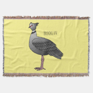 Southern screamer bird cartoon illustration throw blanket