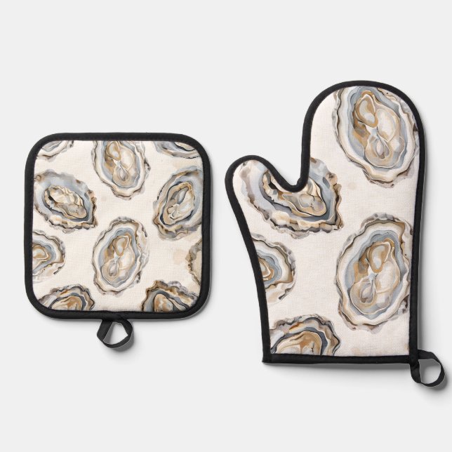 Southern Seafood Oyster Oven Mitts Pot Holders Oven Mitt & Pot Holder Set (Front)