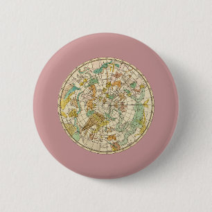 Southern Sky Star Chart and Constellations Map 6 Cm Round Badge