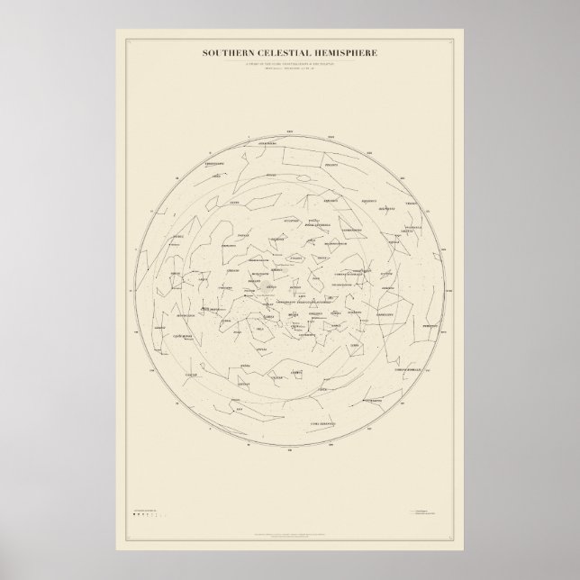 Southern Sky Star Chart Poster (Front)