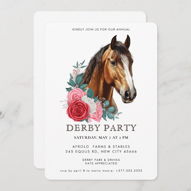 Southern Style Derby Party Invitation (Front/Back)