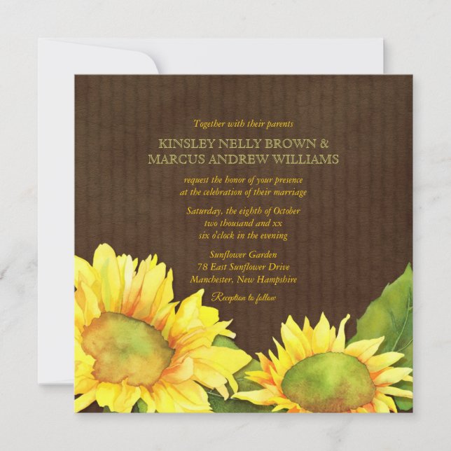 Southern Sunflowers Fall Wedding Invitation (Front)