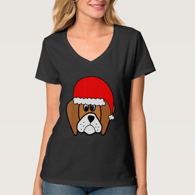 Southern Tees Cool Beagle Wearing Santa Hat (Front)