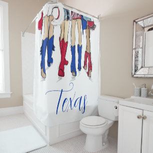 Southern Texas Fashion Cowboy Boots Blue Custom Shower Curtain