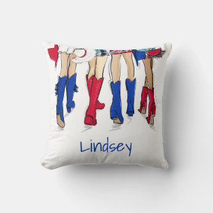 Southern Texas Fashion Cowboy Boots Blue Name Cushion