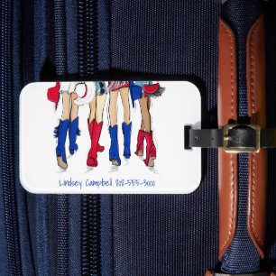 Southern Texas Fashion Cowboy Boots Blue Name Luggage Tag