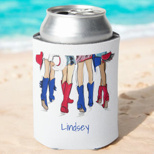 Southern Texas Ladies Fashion Cowboy Boots Blue Can Cooler