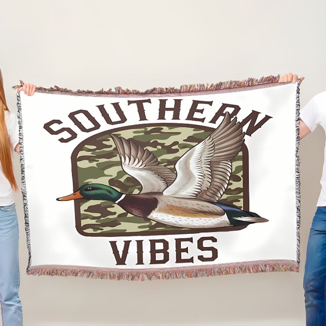 Southern Vibes Flying Duck Camo Throw Blanket (Creator Uploaded)