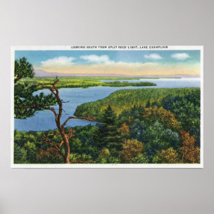 Southern View of Lake from Split Rock Light Poster