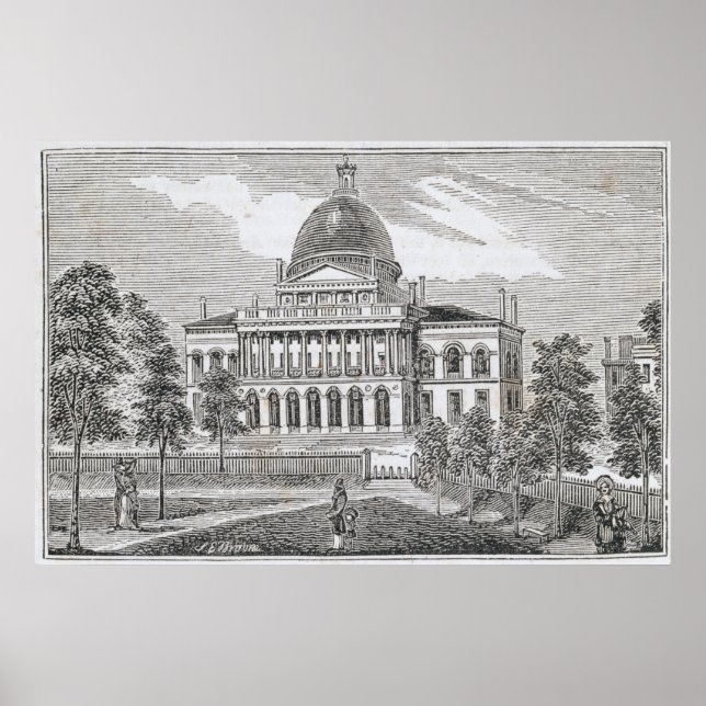 Southern view of the State House in Boston Poster (Front)