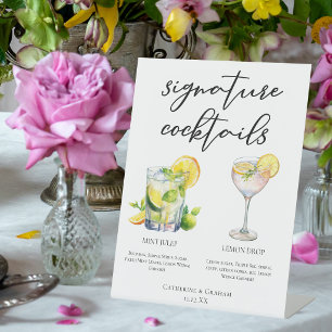 Southern Wedding Cocktails Mint Julep Lemon Drop Pedestal Sign