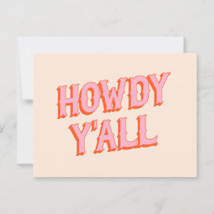 Southern Welcome: Howdy Y'all (old west letters) Postcard