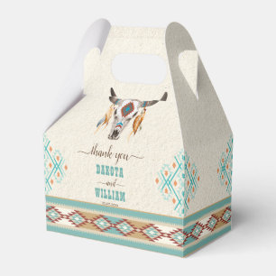 Southern western boho folk patterns wedding favour box