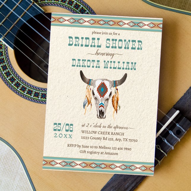 Southern western boho tribal ranch bridal shower invitation (Creator Uploaded)